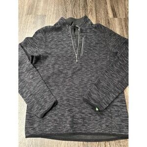 Saucony Mens Quarter Zip Pullover Space Dye Grey Black Running Fleece Jacket M